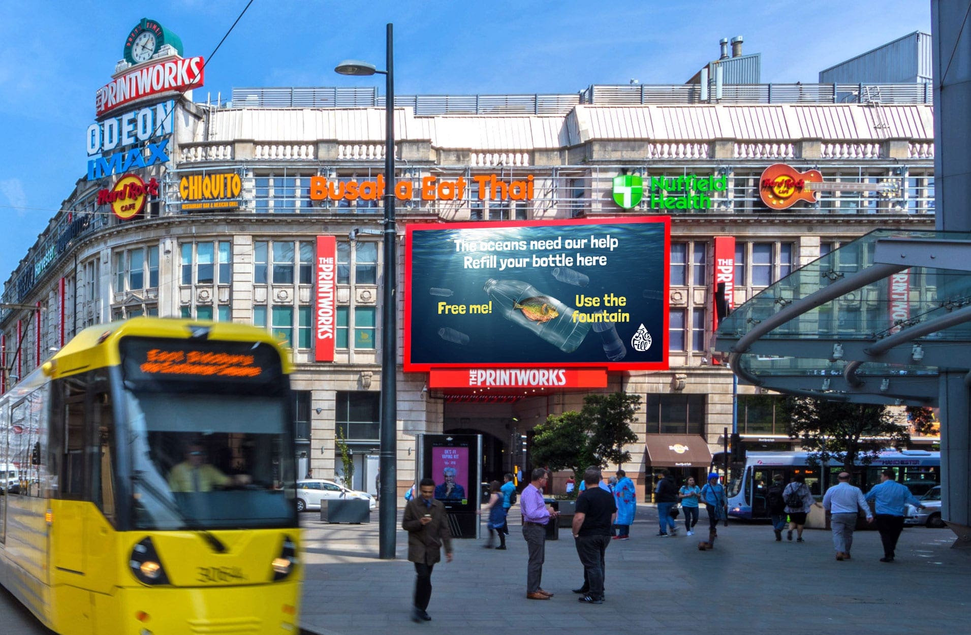 Ocean Screens Encourage People to Use Refill Stations and Reusable